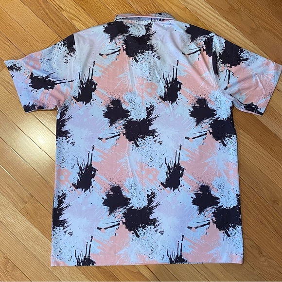 Waggle Men's Golf Polo Shirt Paint Splats All Over Print - Picture 3 of 5